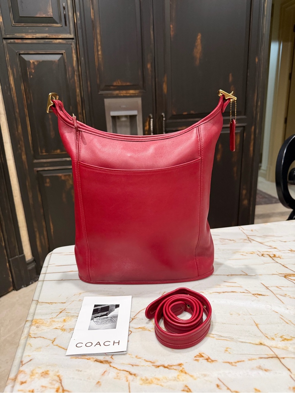 PRISTINE Coach Vintage Legacy Slim Duffle Shoulder Bag Red 9060